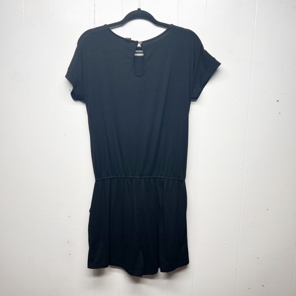 Anrabess Women's Short Sleeve Black Romper Size Large Side Pockets Stretch - Picture 6 of 13